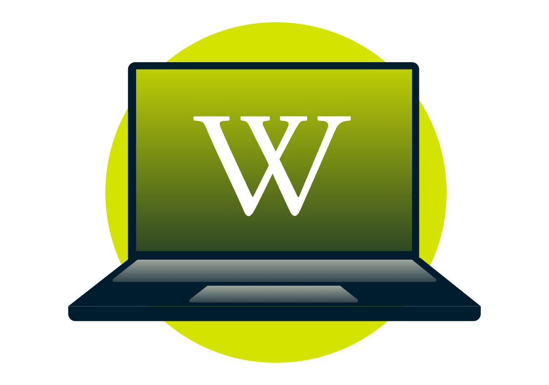 Wikipedia-logoet på en bærbar computerskærm.